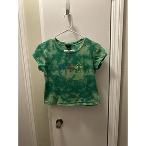 Y2K Style Baby Tee W Cropped Fit And Soft Stretch Features Mushroom Graphic